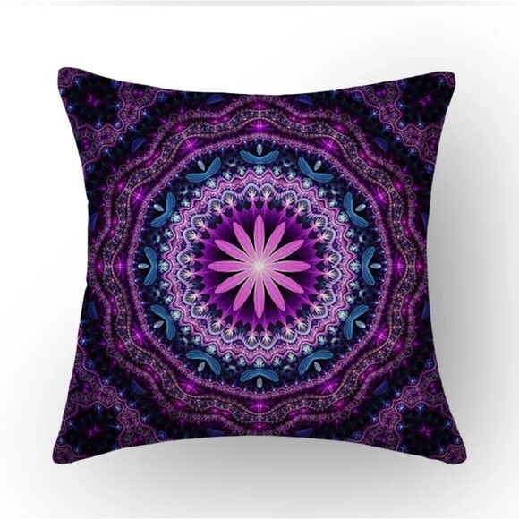 NWT 4 piece boho Mandala throw pillow Blue cover zipper closure pillowcase - Picture 3 of 8